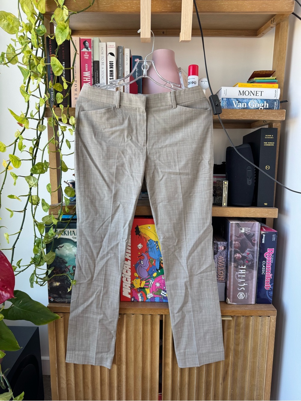 Light Wool Tan Plaid Dress Pants